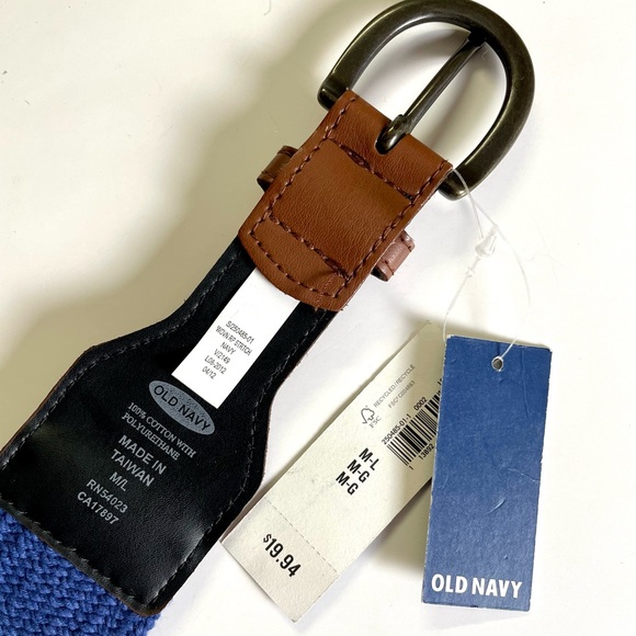 Old Navy 36" Women's Wide Woven Stretch Waist Belt Navy/Tan M-L - NWT - Picture 5 of 6